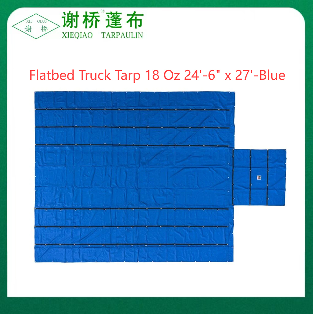 18 uncji plandeka ciężarówki z płaską 24 "-6" "x27" (8 "kropla) -Blue
